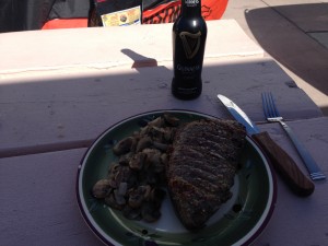 Finished the day with a steak and a beer. Perfect! 